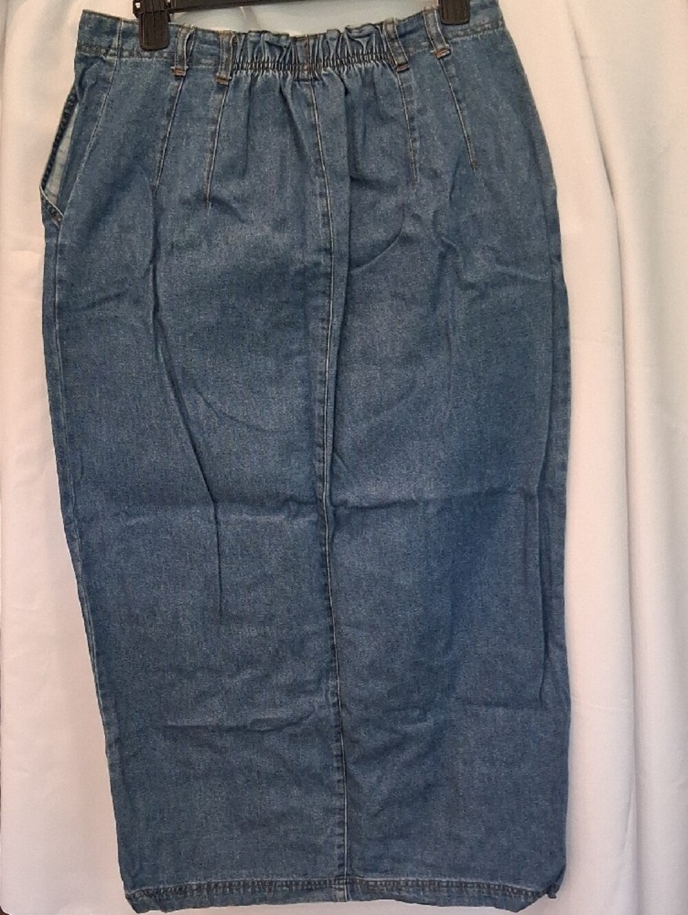 Marisa Canvas Light Blue Denim Skirt — Elastic Waist, Button Front - Picture 4 of 4